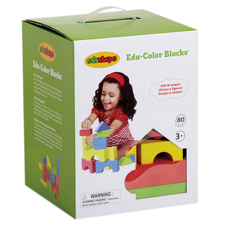 EDUSHAPE Edu-Color Building Blocks, Assorted Colors and Shapes, 80 Pieces 716576